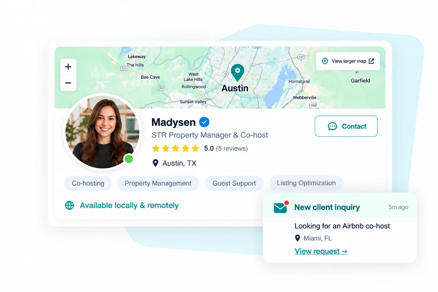 Service provider profile getting hired by a client